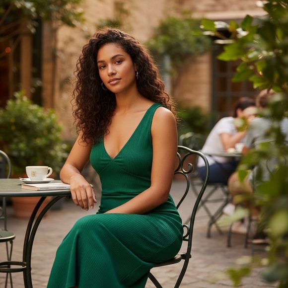 Green Lelis Collection Sleeveless Maxi Dress S Polyester/Spandex - Picture 2 of 10